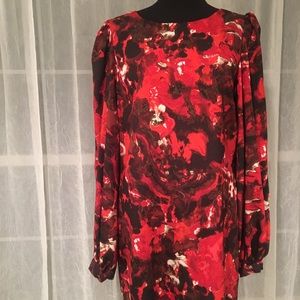Vivienne Tam red and black patterned silk dress, 6